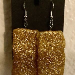 Gold Glitter Glue Earrings
